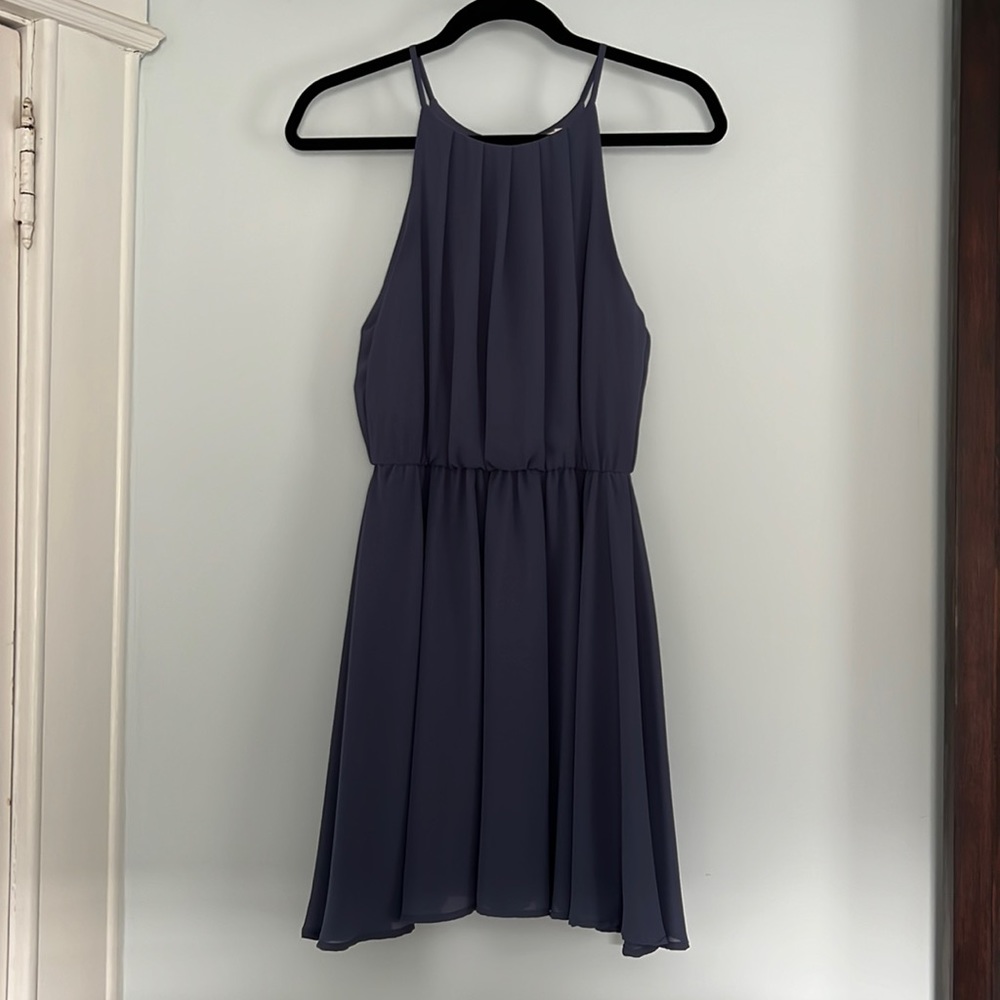 Lush slate blue/gray fit and flare dress, size medium